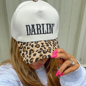 Leopard Print 2 Tone Canvas 'Darlin' Trucker Hat NWT